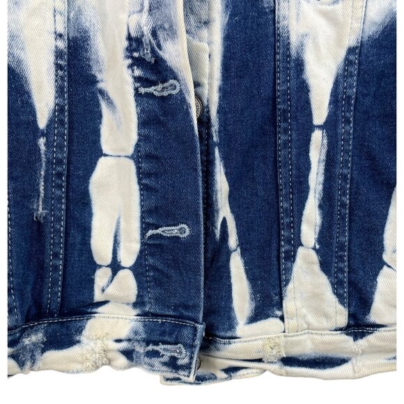 Vervet Flying Monkey Womens Size M Cropped Denim Jean Jacket Dyed Bleach Wash - Picture 5 of 11